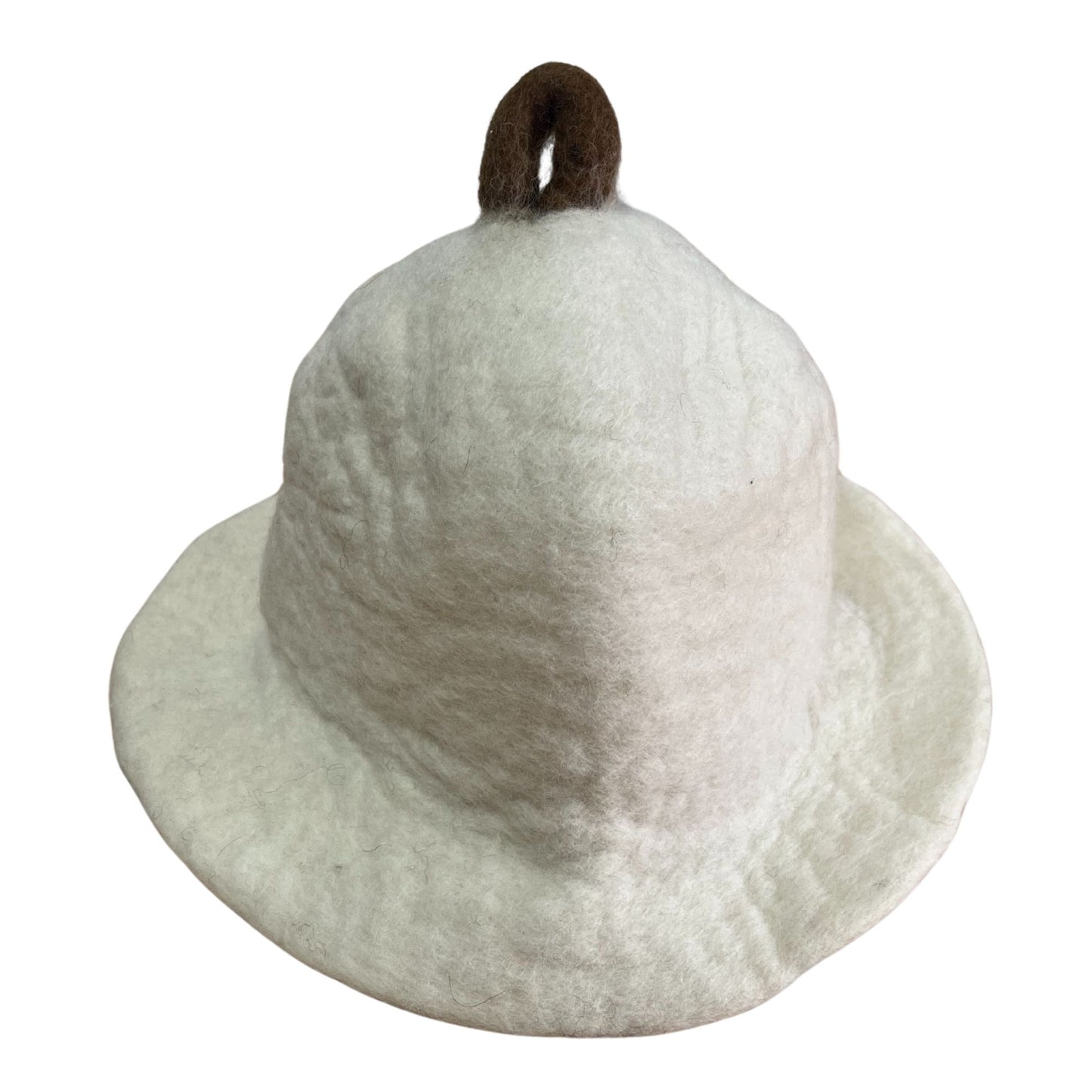 Natural felt sauna bowl hat made of wool for heat protection in sauna | WoodenLandia