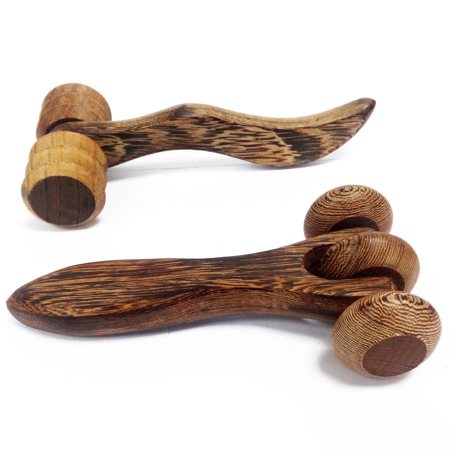 Wooden hand massage roller with double wooden balls | WoodenLandia