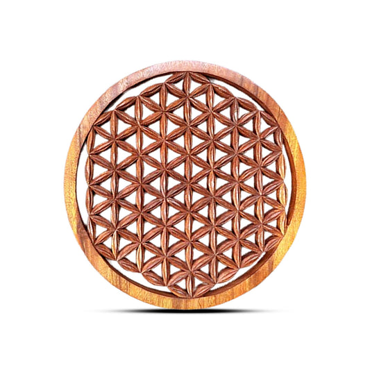 Round Decorative Wooden Flower of Life Panel 40cm