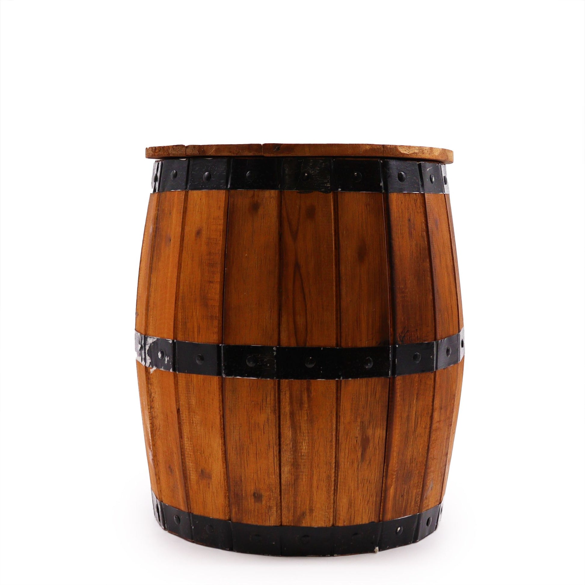 Beer barrel stool in natural wood finish