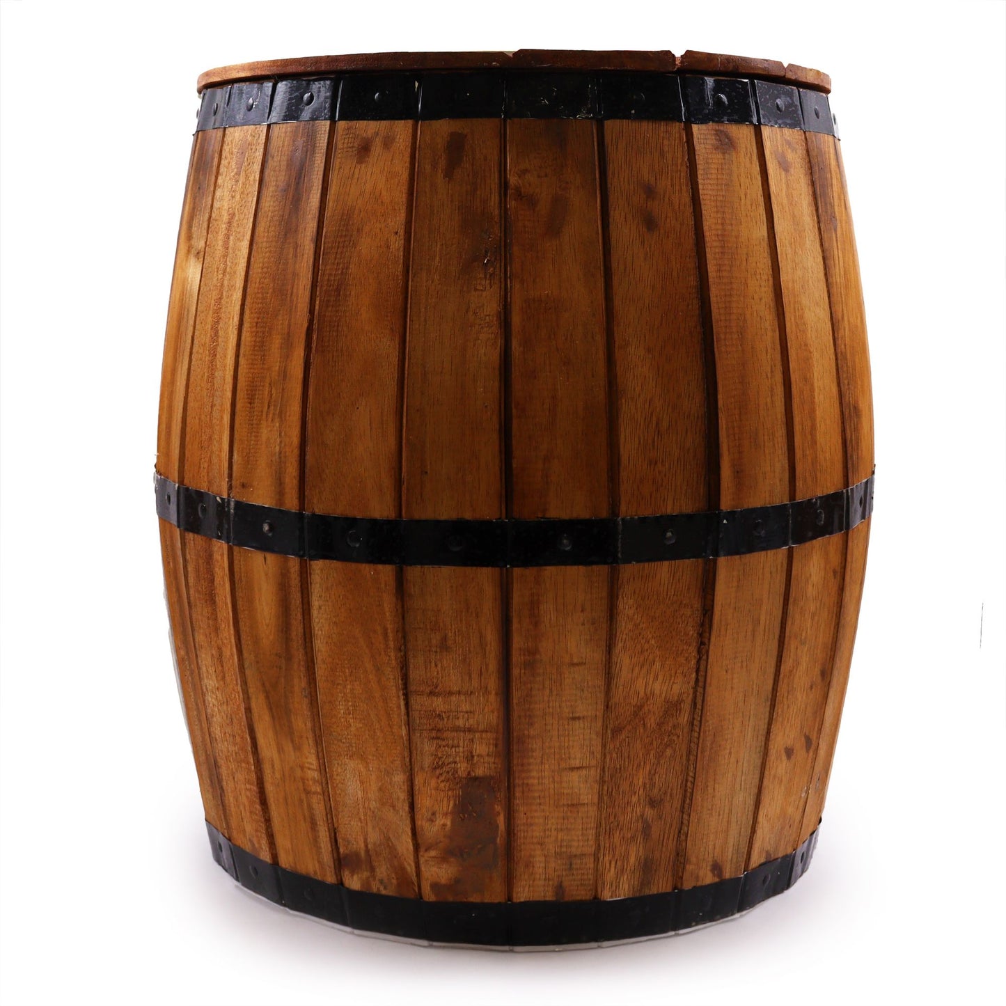Beer barrel stool and parasol stand in natural wood