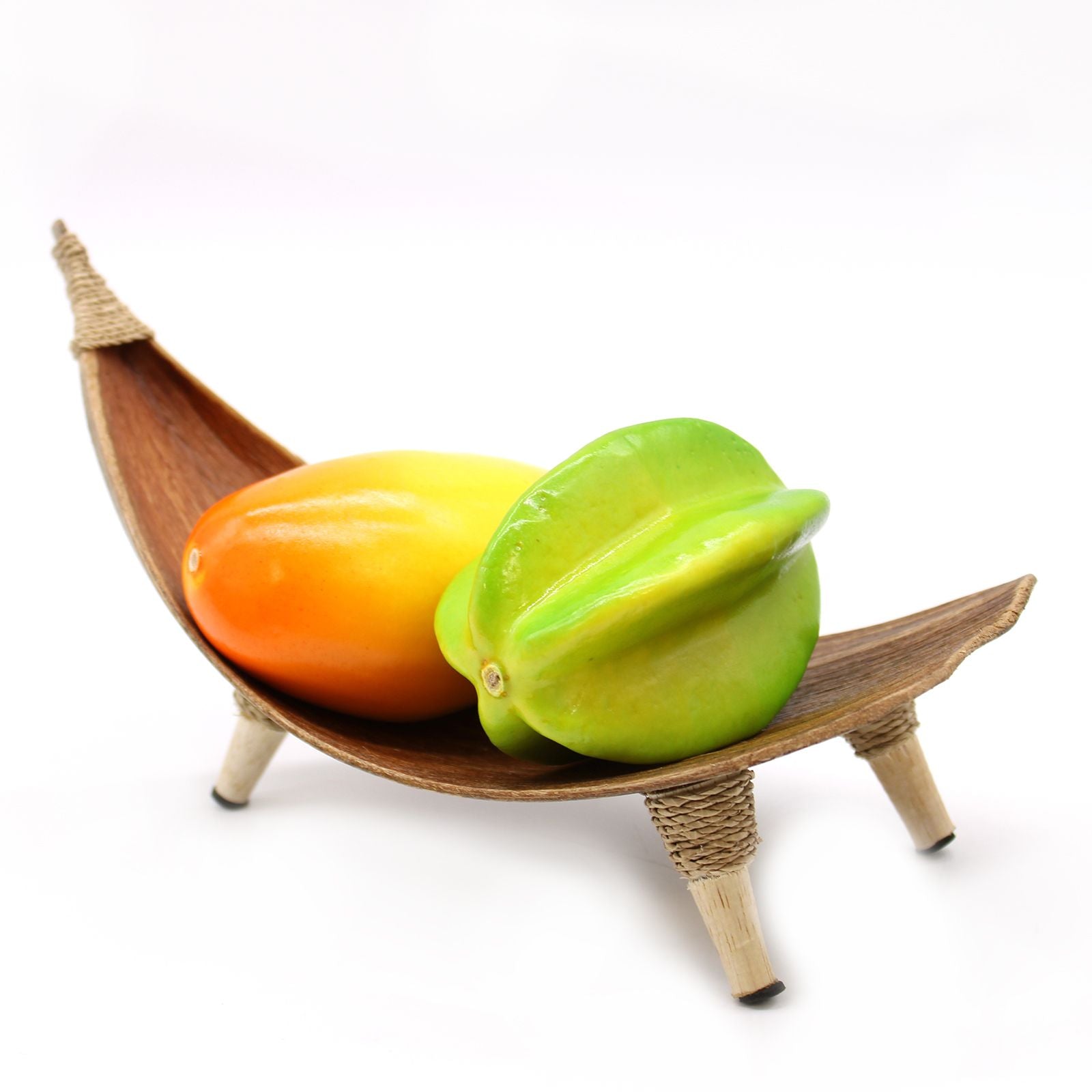 Natural coconut leaf fruit bowl set with three curved bowls | WoodenLandia
