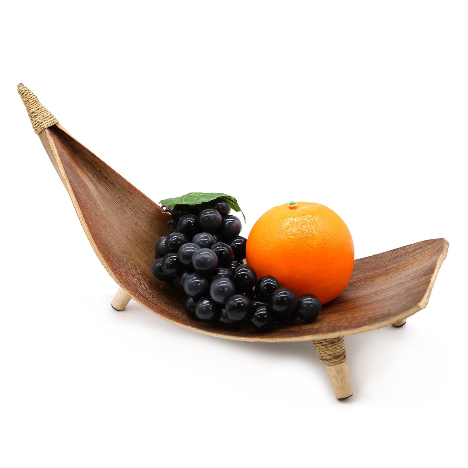 Natural coconut leaf fruit bowl set with three curved bowls | WoodenLandia