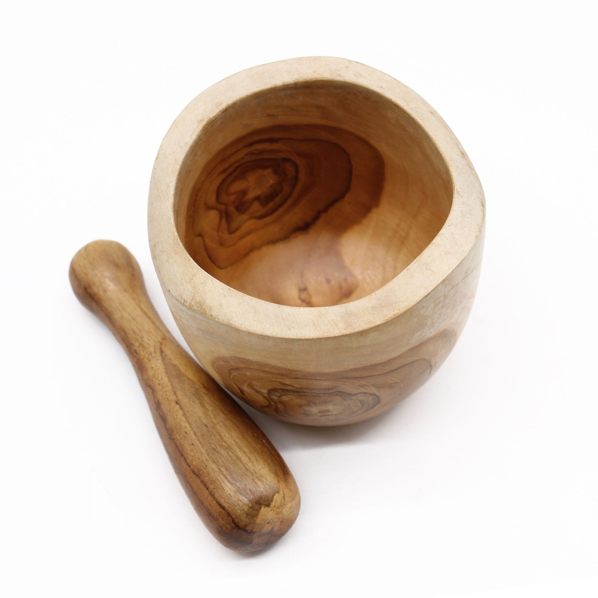 Ergo teak wood mortar and pestle with natural grain finish | WoodenLandia