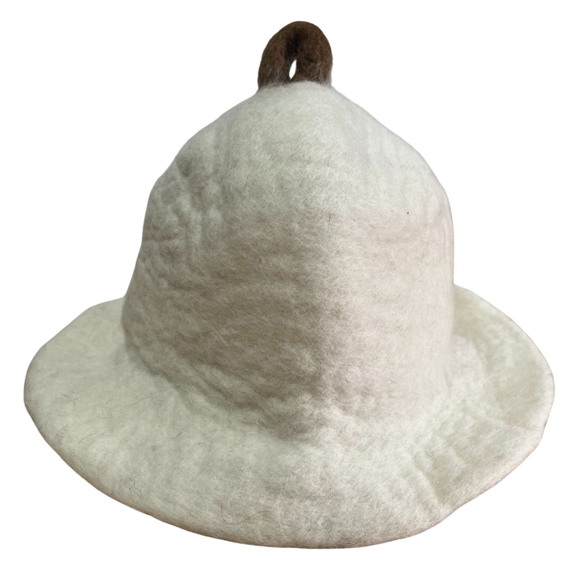 Natural felt sauna bowl hat made of wool for heat protection in sauna | WoodenLandia