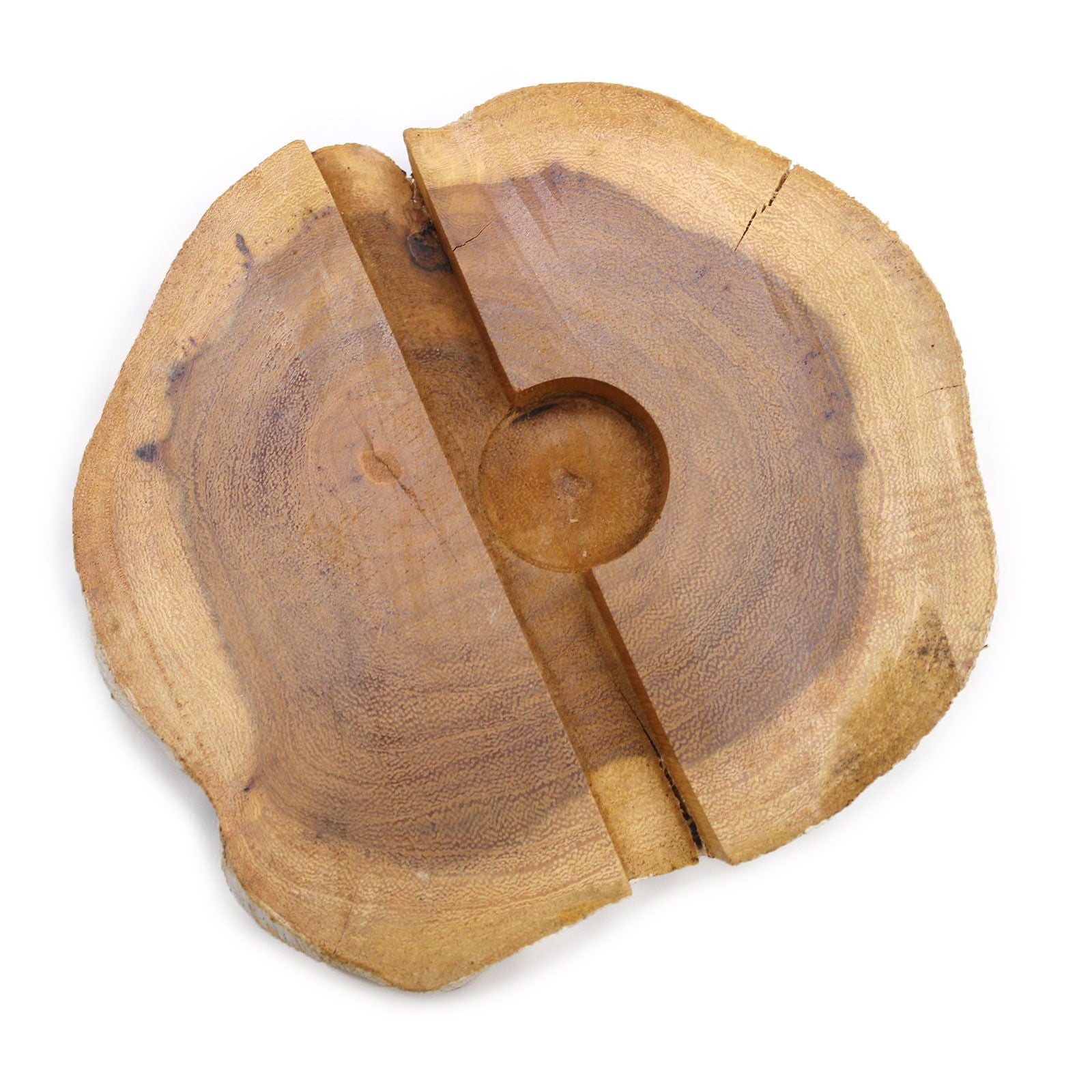 Large Gamal wood phone holder in whitewash finish – natural wood slice with live edges and central slot for smartphone | WoodenLandia