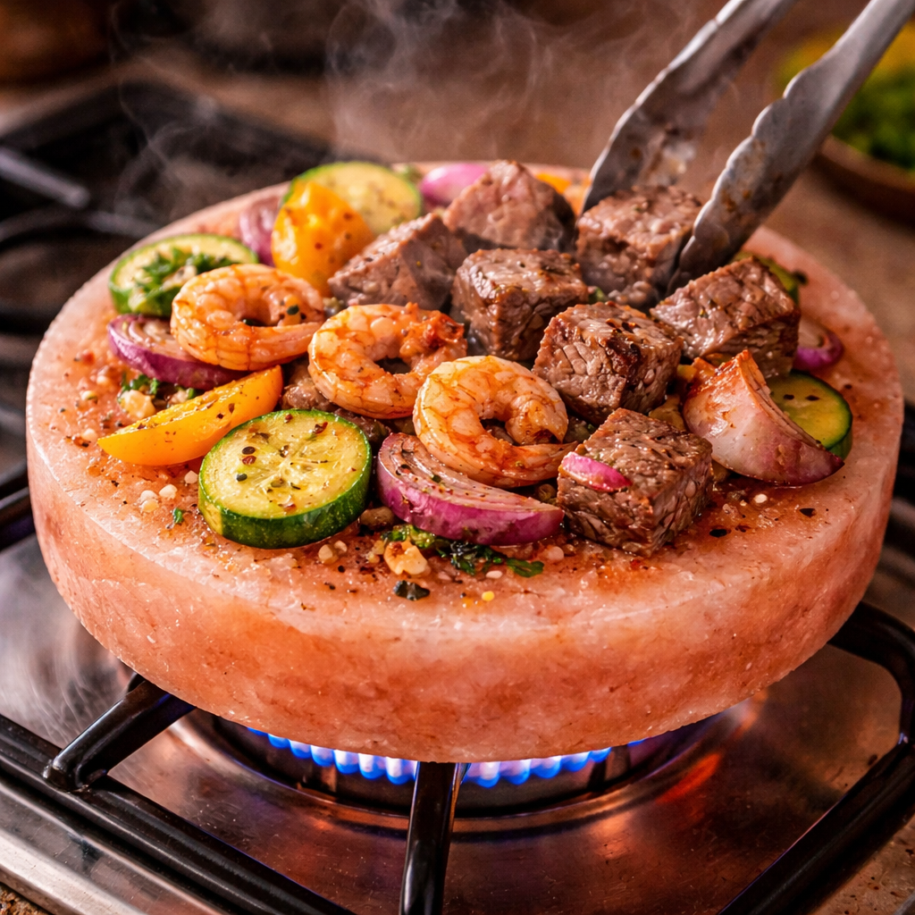 Round Himalayan salt cooking plate 20x20x5 cm