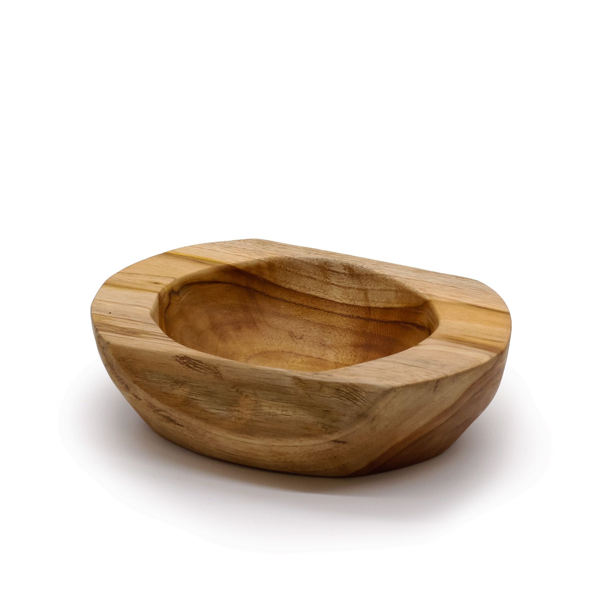 Large natural shape teakwood bowl with organic grain | WoodenLandia
