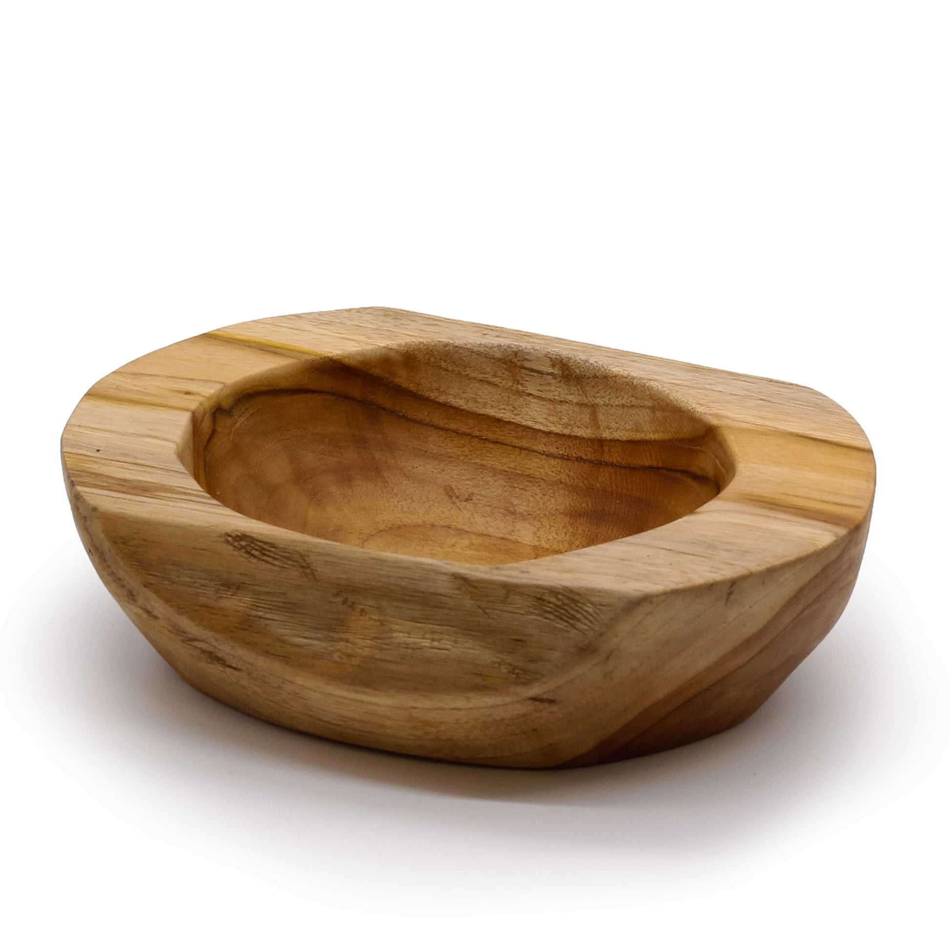 Large natural shape teakwood bowl with organic grain | WoodenLandia