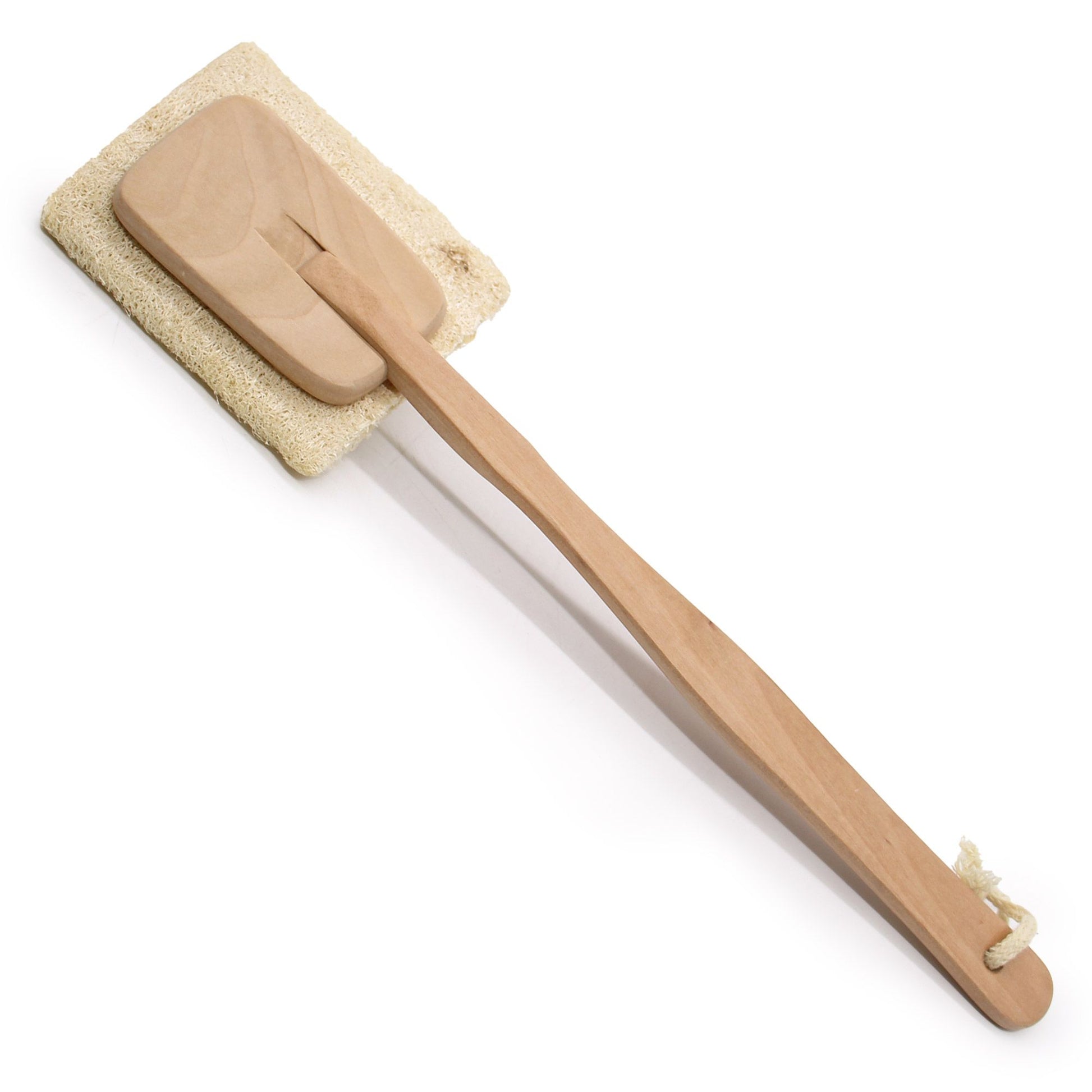 Natural loofah long handle shower brush – full-body exfoliating brush for soft, radiant skin | WoodenLandia