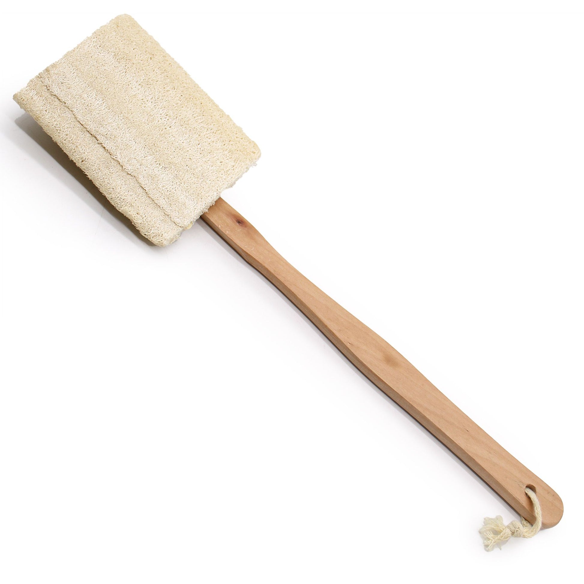 Natural loofah long handle shower brush – full-body exfoliating brush for soft, radiant skin | WoodenLandia