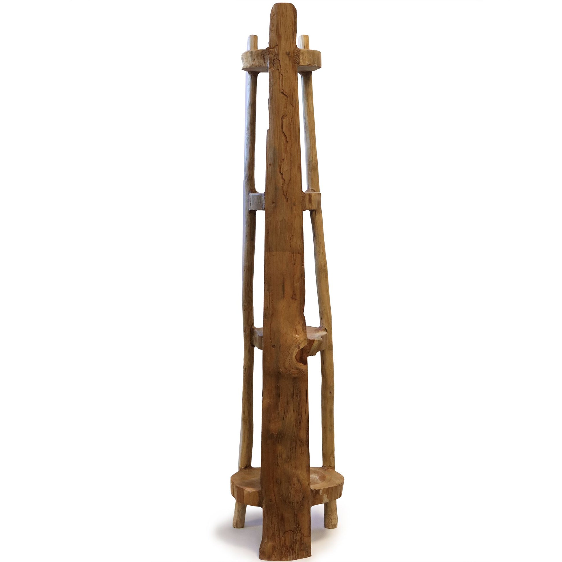 Natural teak corner unit with four shelves