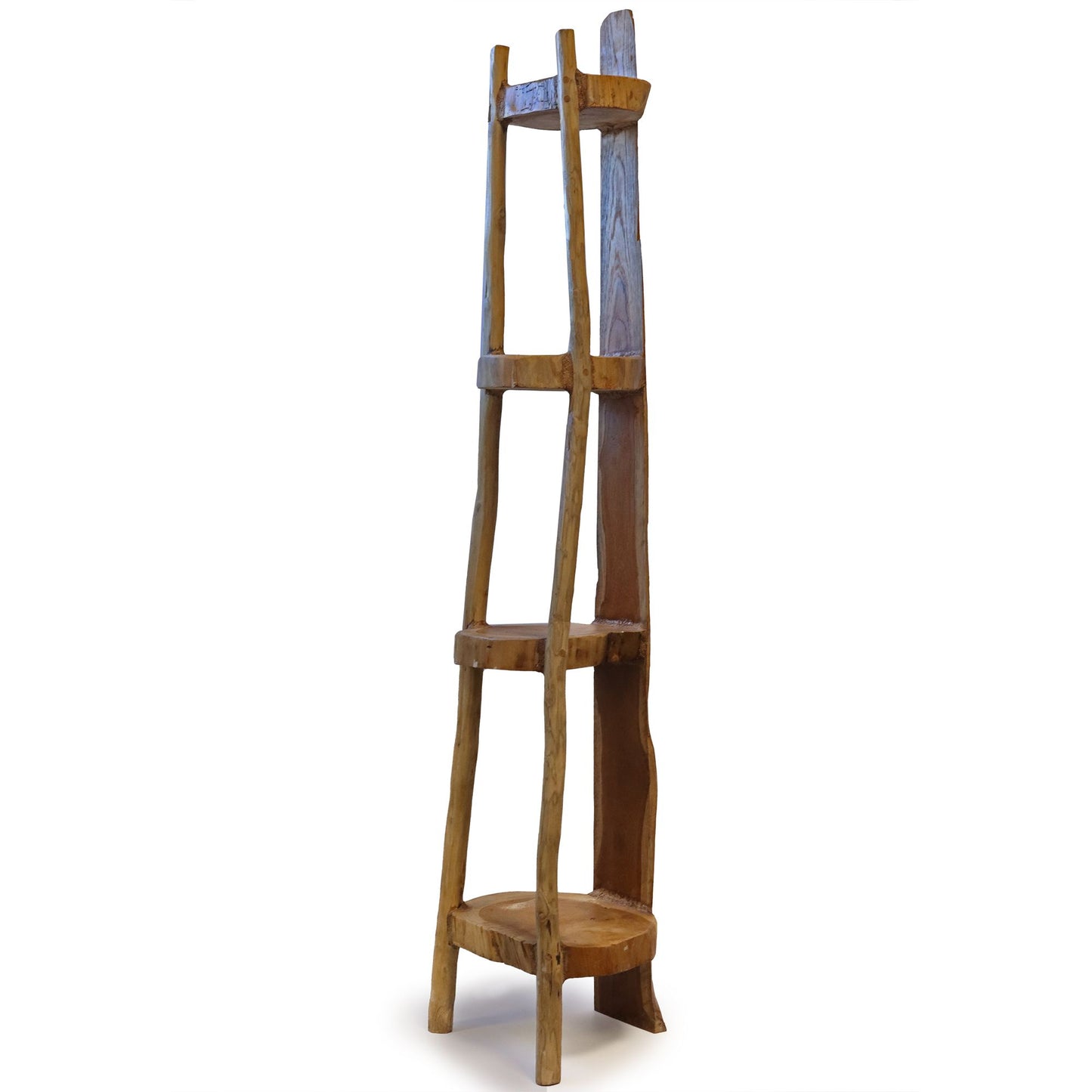 Natural teak corner unit with four shelves
