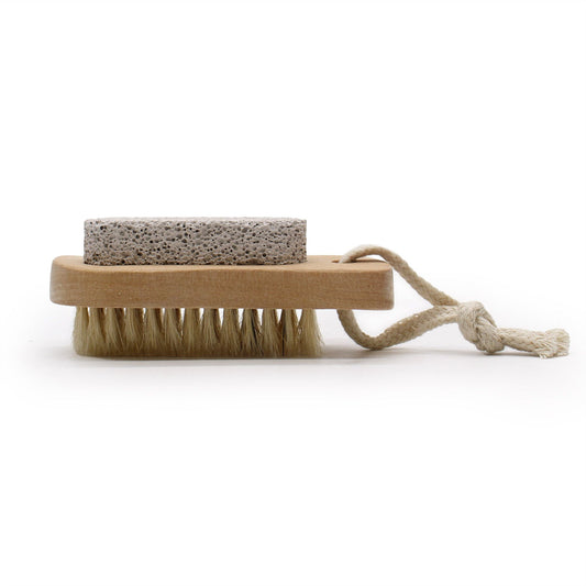 Natural 2-in-1 body scrub brush and pumice stone – exfoliator for rough skin and calluses | WoodenLandia