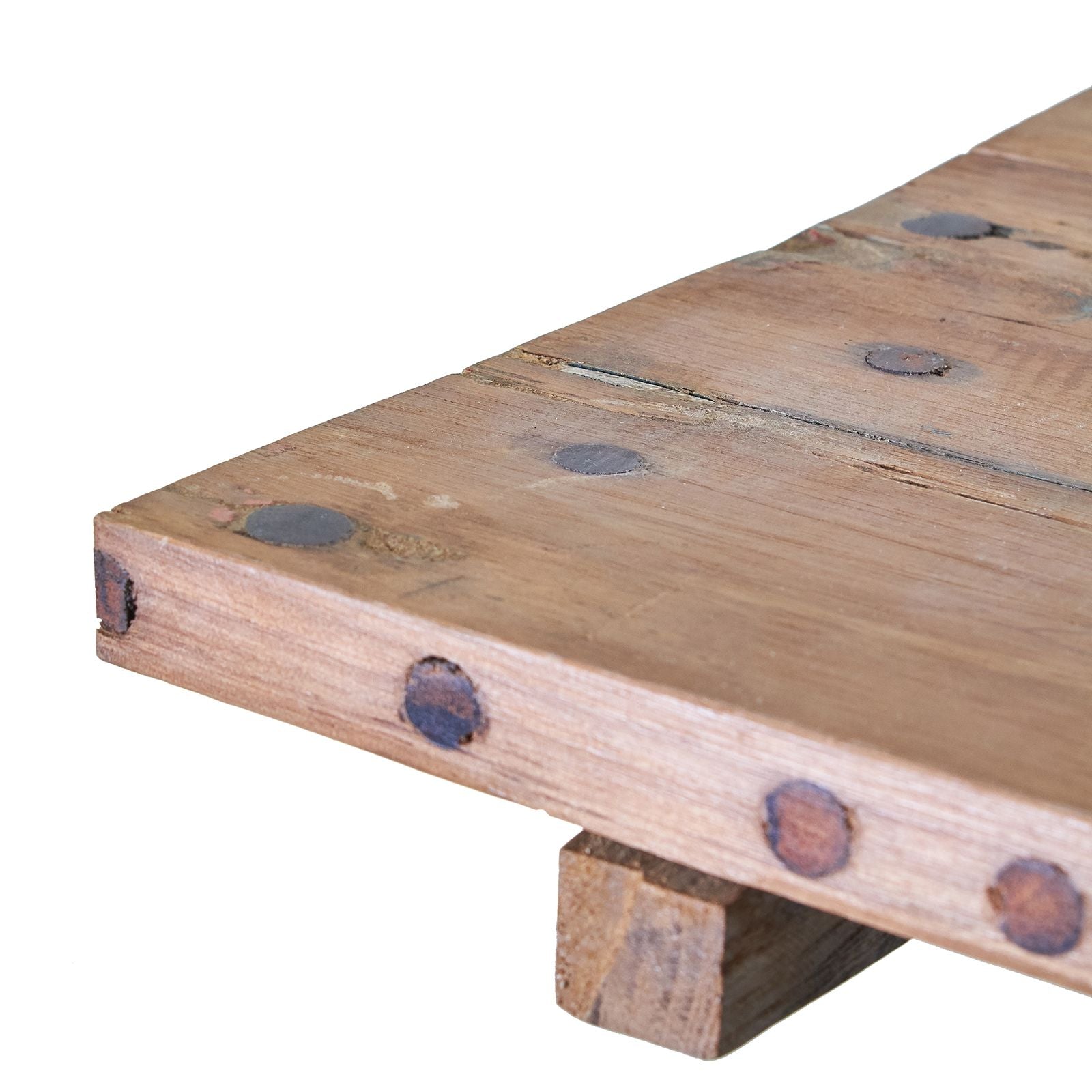 Square folding coffee table in natural wood with crossed legs