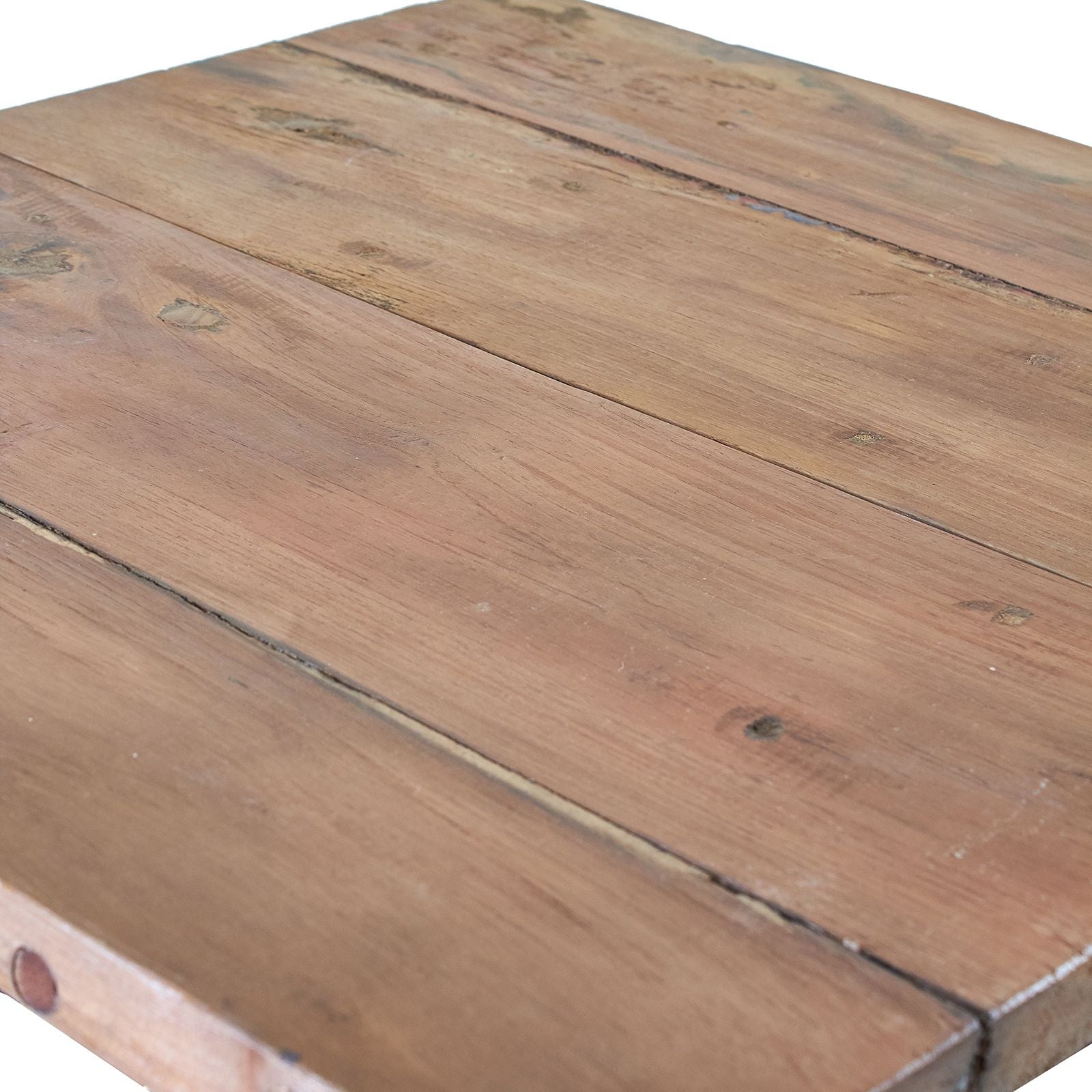 Square folding coffee table in natural wood with crossed legs