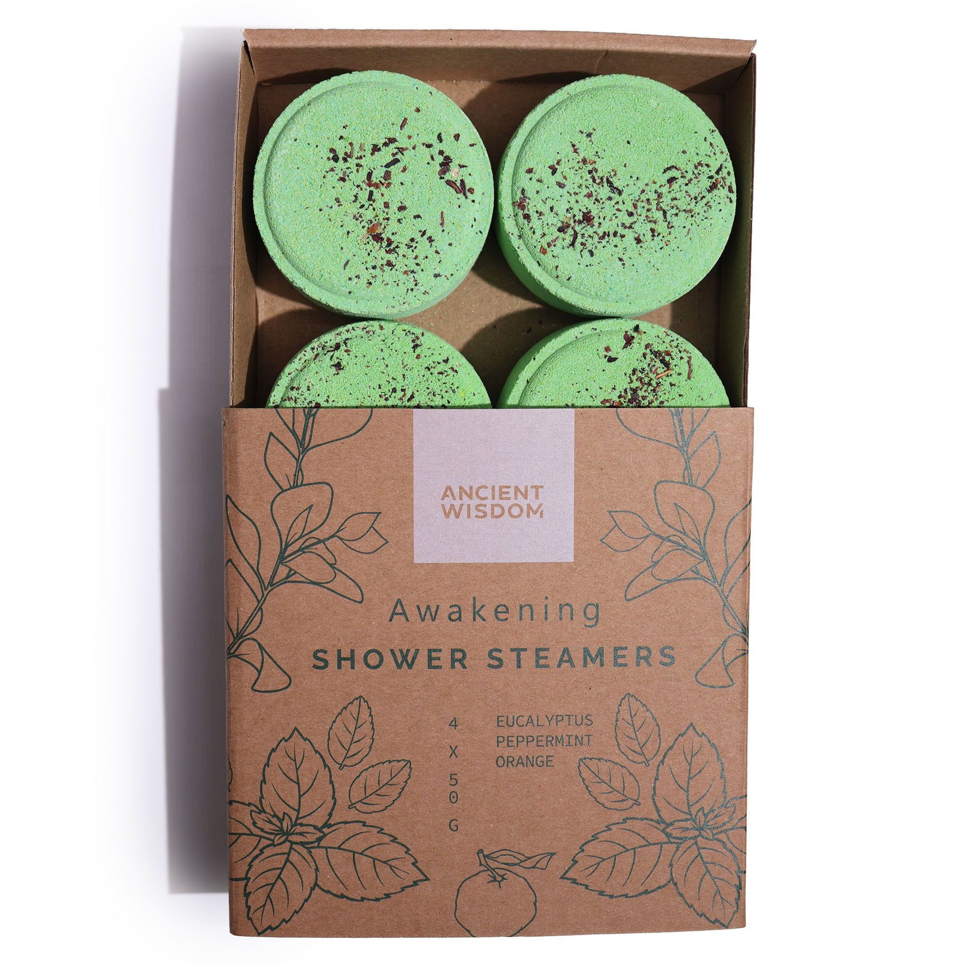Zen Shower Steamers Awakening Green set of 4 aromatherapy shower steamers in a box